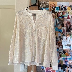 Anthropologie Pilcro Cream Textured Button Down Shirt